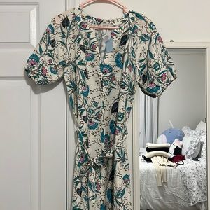 NWT Loft Floral V-Neck Puff Sleeve Dress